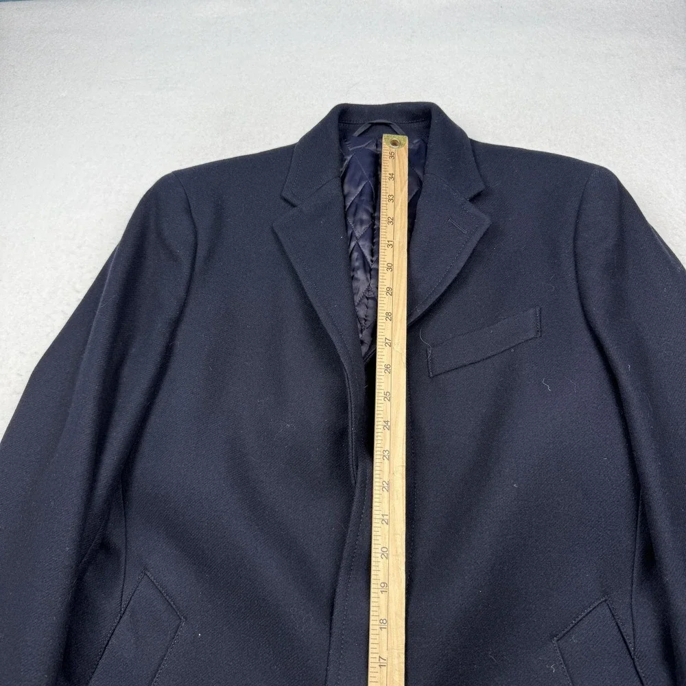 Banana Republic Coat Mens Medium Blue Nova Fides Wool Overcoat Button Front